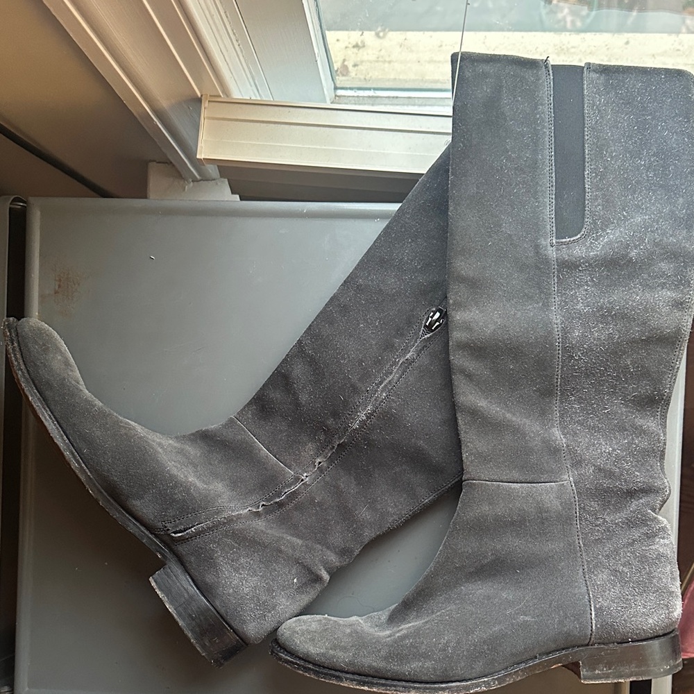 Jil Sander Long Grey Suede Women's Boots size 39.5 Spain (size 9-9.5 US)